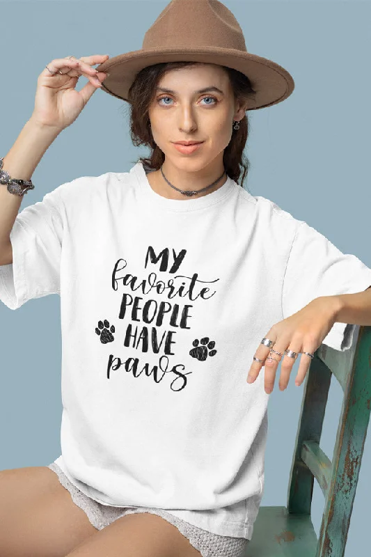 My Favorite ppl have paws - Classic Unisex T-shirt Collared Crew Neck Turtle Neck