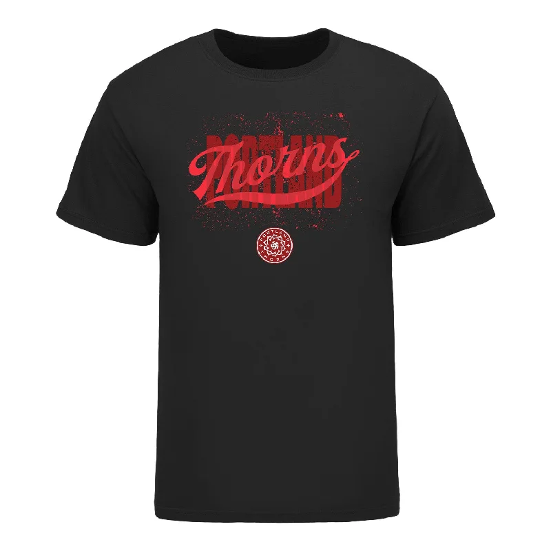 Unisex Portland Thorns Splatter Black Tee Zippered Front Buttoned Front Snap Front