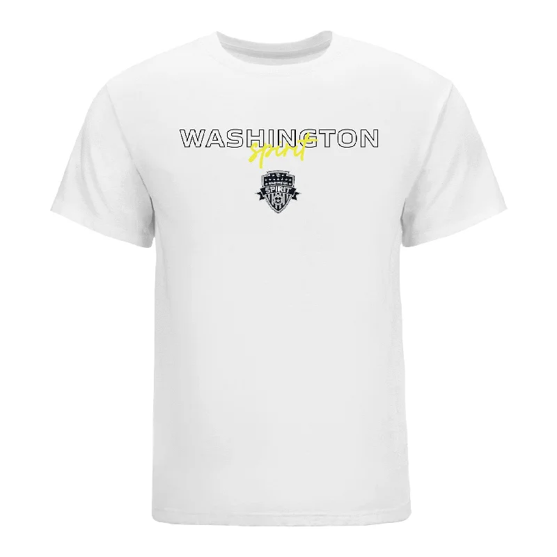 Unisex Washington Spirit Mosaic Motion White Tee Solid Print Embellished