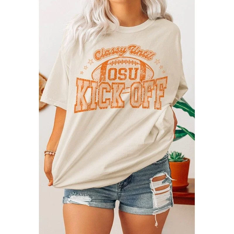 OSU Kick Off - Oversized T-shirt Hooded Caped Shawl Collar