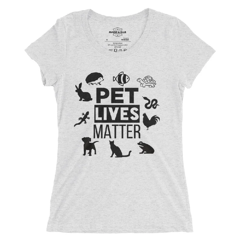 Pet Lives Matter Ngo Women's Tri-Blend Slim Fit T-Shirt Zippered Front Buttoned Front Snap Front