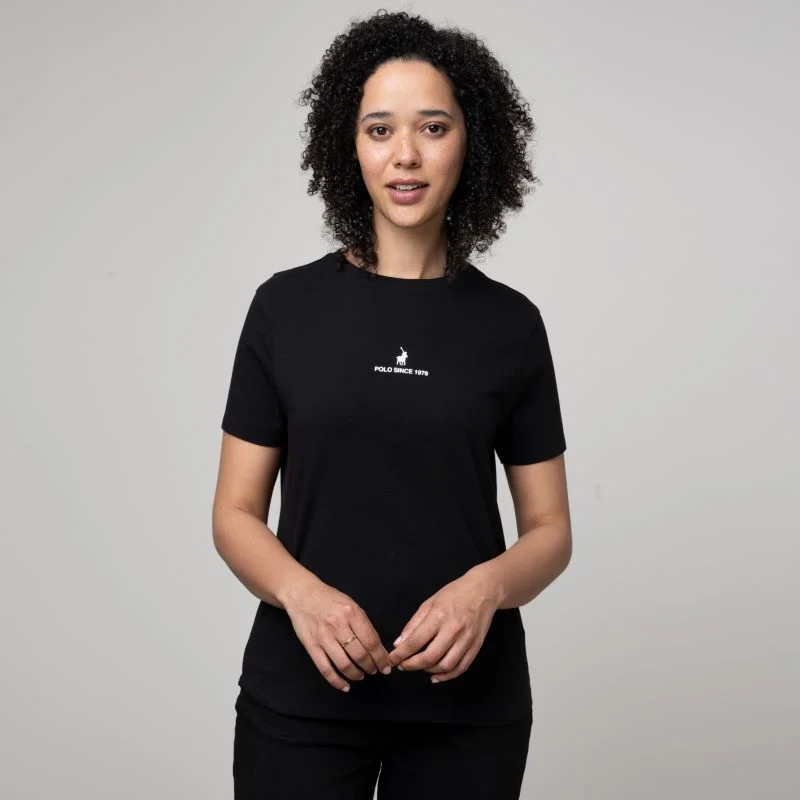 Polo Wmn Anele Logo Ss T-Shirt Black Lace Blend Ribbed Blend Corduroy Blend