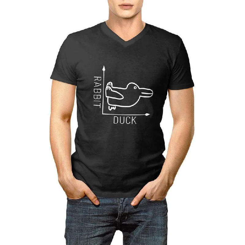 Rabbit-Duck - Front and Back print - Unisex V-Neck T-Shirt Striped Floral Plaid