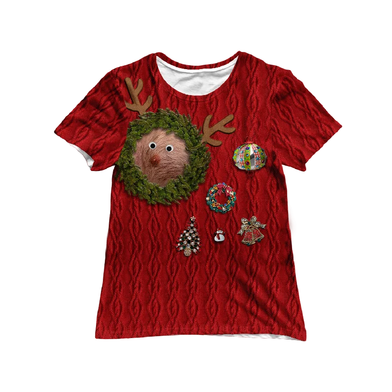 Reindeer Nipple Women's Tee Fitted T-Shirt Seamless Stretchy