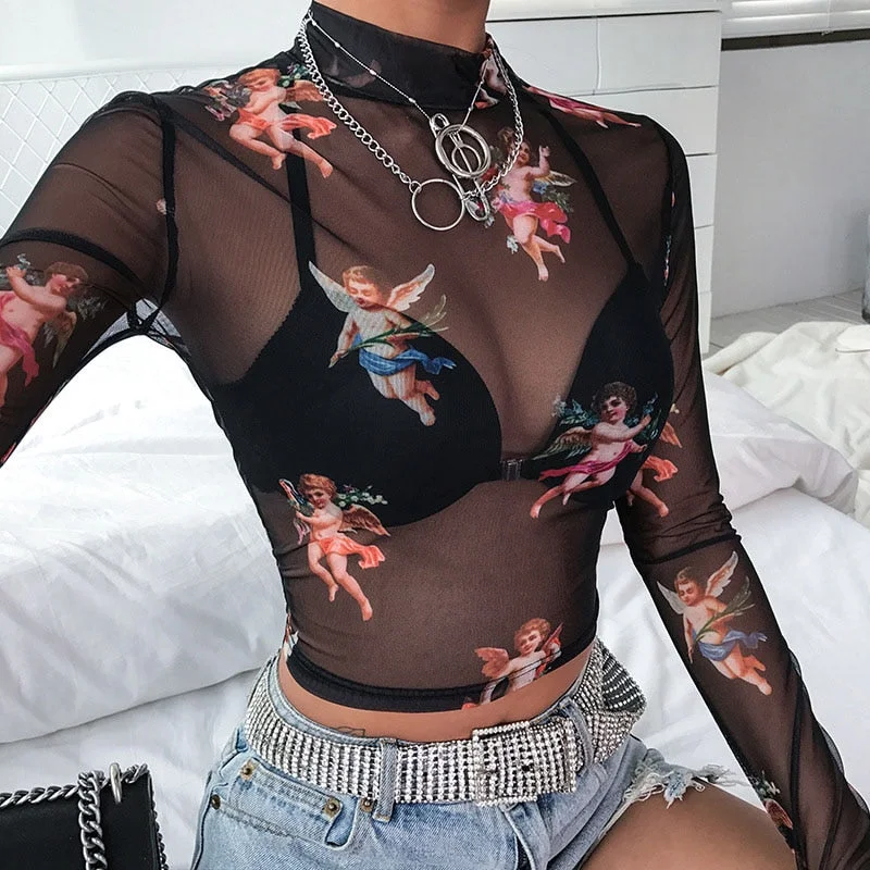 Sexy Women T Shirt See Through Transparent Mesh Tops Long Sleeve Sheer Slim Ladies Turtleneck T-Shirt New Arrival Women tshirt Boxy Fit Fitted Loose Sexy Women T Shirt See Through Transparent Mesh Tops Long Sleeve Sheer Slim Ladies Turtleneck T-Shirt New Arrival Women tshirt Boxy Fit Fitted Loose