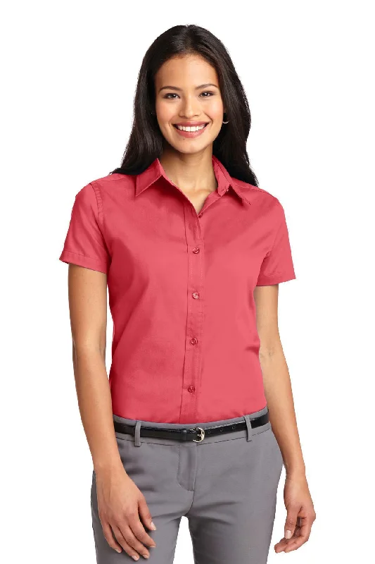 Port Authority Ladies Short Sleeve Easy Care  Shirt.  L508 Spandex Blend Rayon Blend Denim Blend