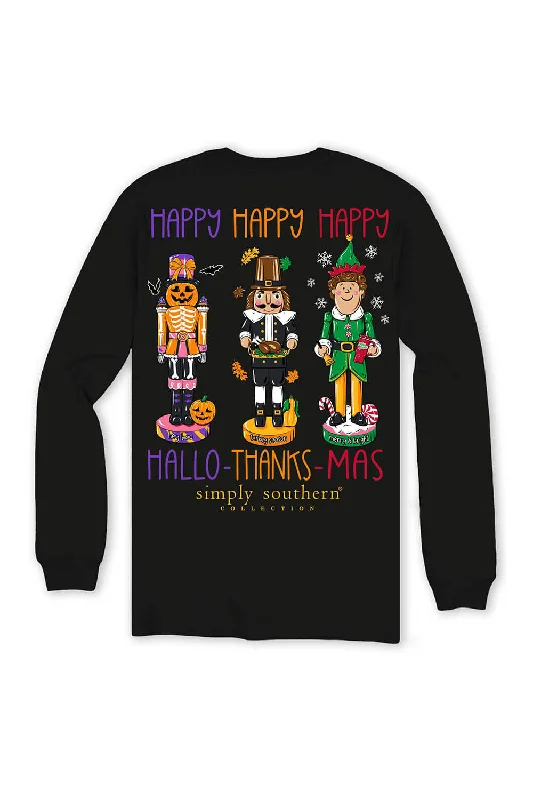 Simply Southern Plus Size Long Sleeve Happy Everything T-Shirt for Women in Black | EXT-LS-EVERYTHING-BLACK Machine Wash Dry Clean Hand Wash