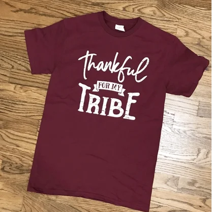 Thankful For My Tribe Tee Cashmere Blend Cotton Blend Poly Blend