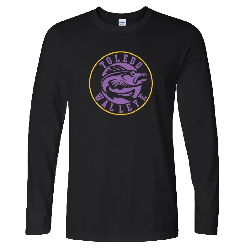 Toledo Walleye Black Hockey Fights Cancer Long Sleeve T-shirt Collared Crew Neck Turtle Neck Toledo Walleye Black Hockey Fights Cancer Long Sleeve T-shirt Collared Crew Neck Turtle Neck