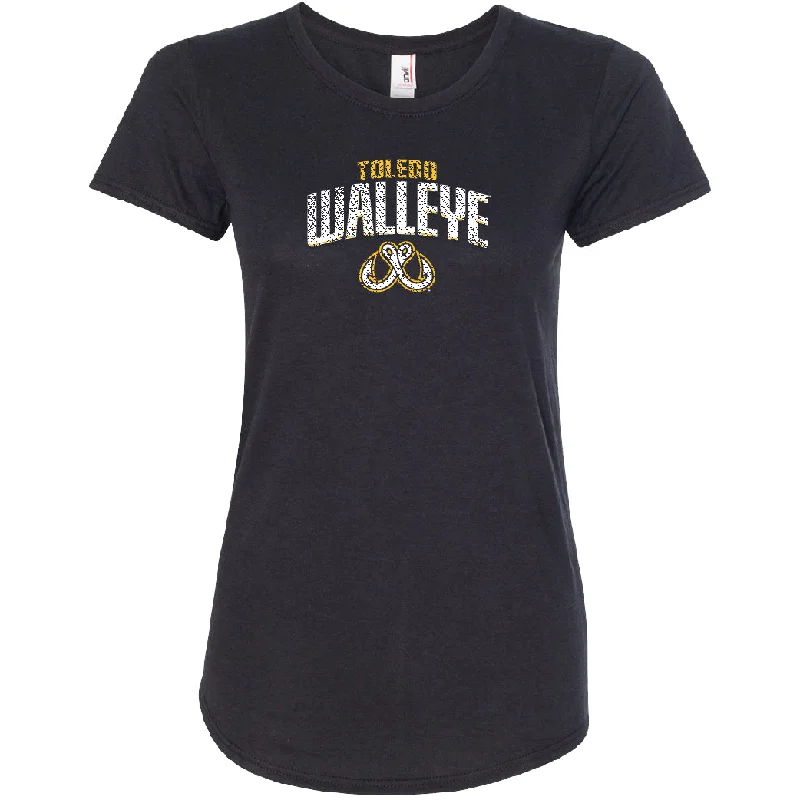 Toledo Walleye Ladies Frequent Tri-Blend T-shirt Asymmetrical Pockets Print