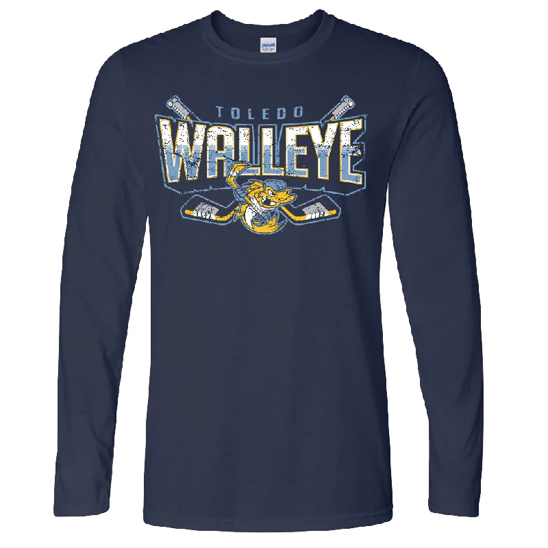 Toledo Walleye Noob Softstyle Long Sleeve T-shirt Hooded Caped Shawl Collar