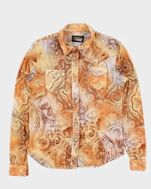 US Western Mesh Paisley Pattern Shirt - S Chenille Blend Fleece Blend Nylon Blend