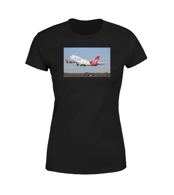 Virgin Atlantic Boeing 747 Designed Women T-Shirts Faux Fur Fabric Real Fur Fabric Shearling Fabric