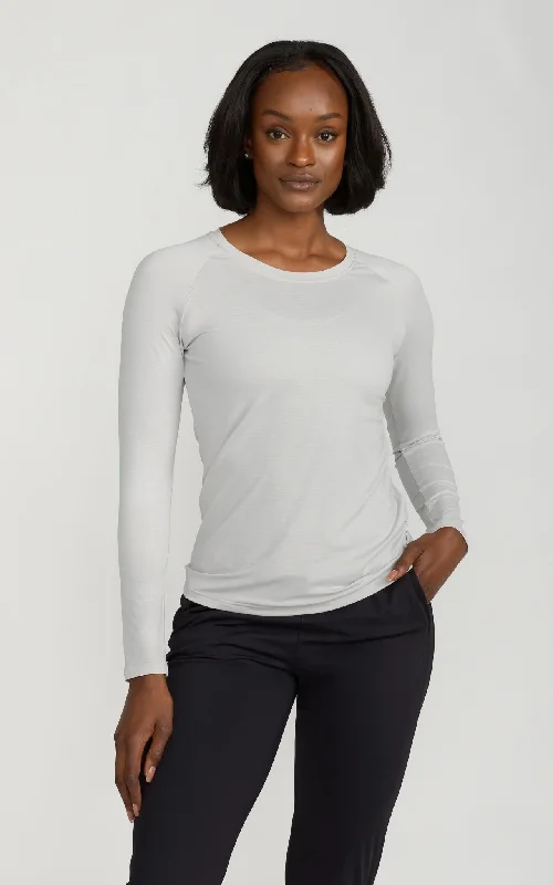 Women's Long Sleeve Lux-Tech Shirt in Lunar Gray Terry Blend Velvet Blend Canvas Blend