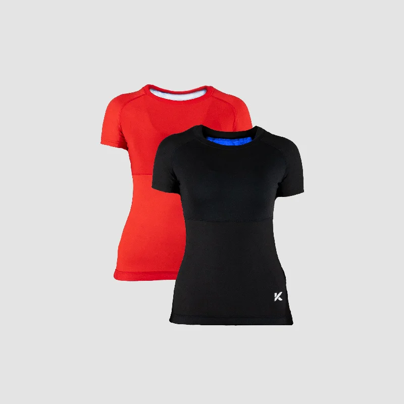 Women's Sauna Shirt 2-Pack (Black & Red) Mesh Blend Leather Blend Suede Blend