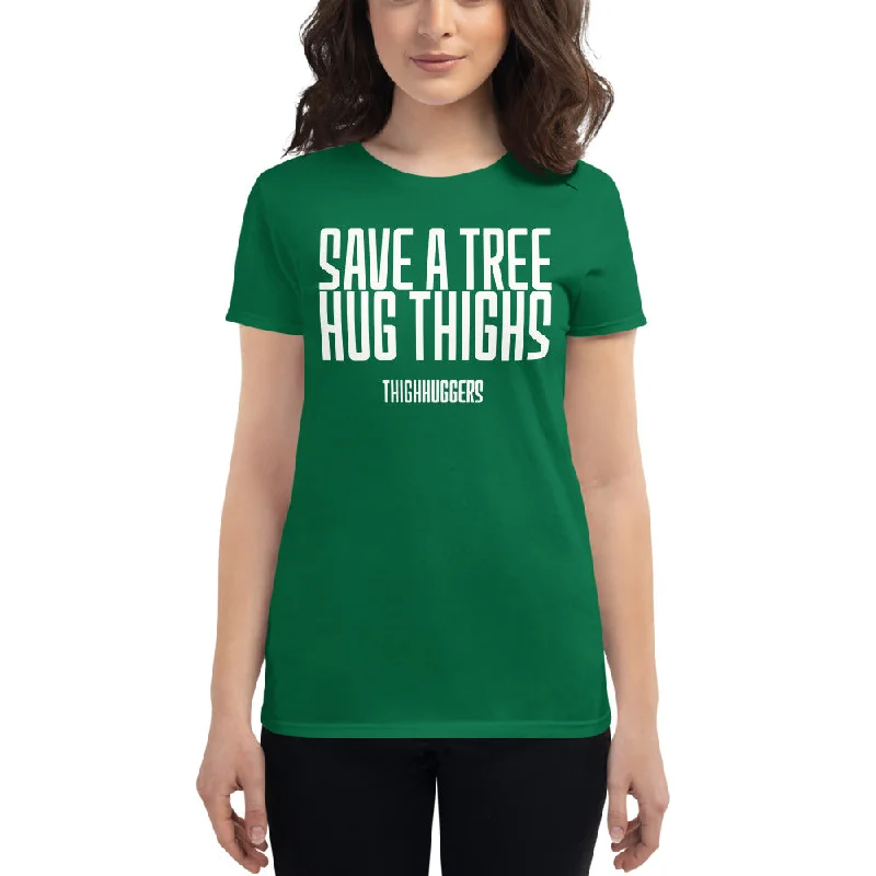 Women's Save A Tree T-shirt Lace Blend Ribbed Blend Corduroy Blend