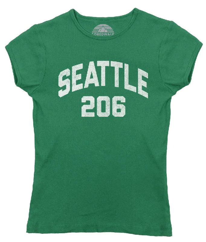 Women's Seattle 206 Area Code T-Shirt Chenille Brocade Lace