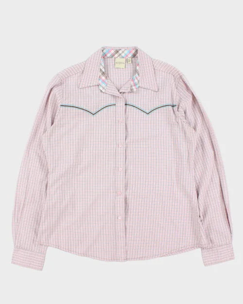 Y2k 00s Rockies Western Shirt - L Mesh Blend Leather Blend Suede Blend