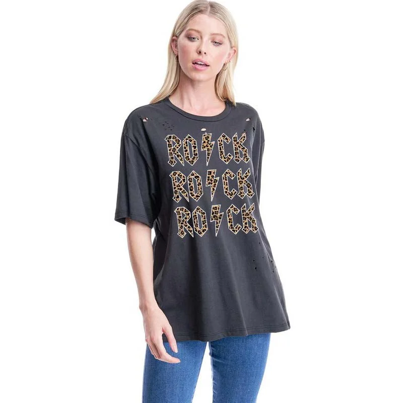 Cheetah Rock Short Sleeve T-Shirt Zippered Buttoned Snapped