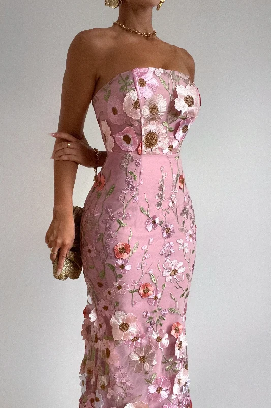 Angelica Floral Maxi Dress - Pink Chic Sleeveless Maxi Dress