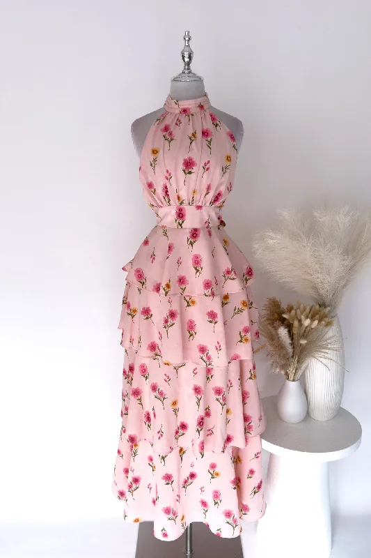 Anna Floral Maxi Dress - Pink Classic V-Neck Maxi Dress