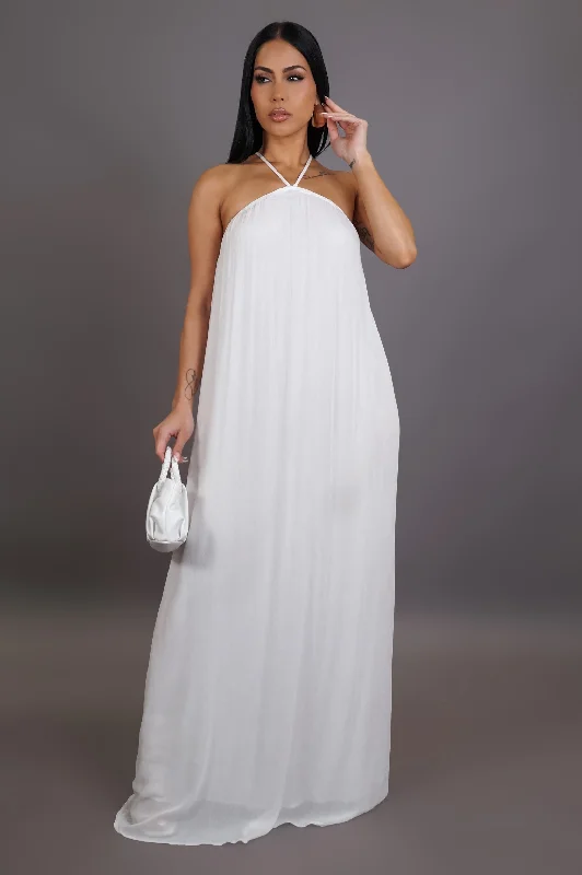 Back To This Maxi Dress- White Trendy Printed Maxi Dress