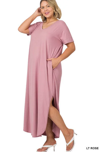 Brushed Dty V-Neck Maxi Dress Fashionable Faux Wrap Maxi Dress