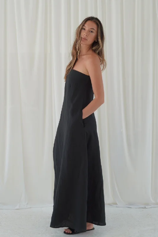 Easy Strapless Maxi Dress - Black Comfortable Bohemian Maxi Dress