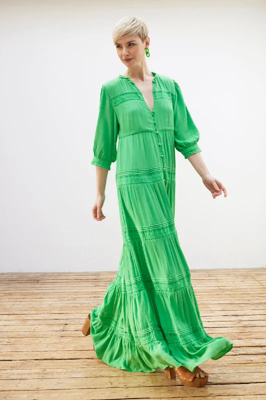 Fabienne Chapot Kira Green Maxi Dress Elegant Maxi Dress with Belt