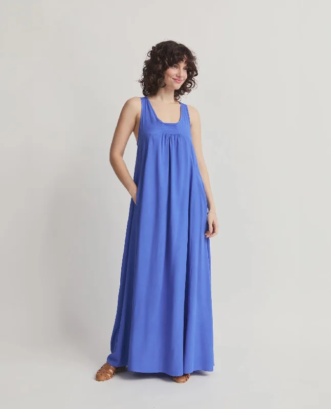 Faro Racerback Maxi Dress - Azure Blue Cozy Knitted Maxi Dress