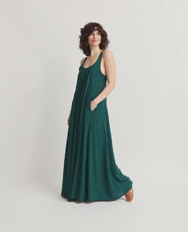 Faro Racerback Maxi Dress - Emerald Green Elegant Wraparound Maxi Dress