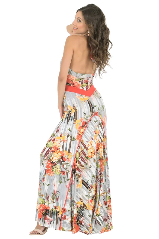 Floral Coral Maxi Dress Comfortable Flowy Maxi Dress