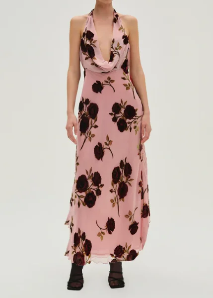 For Love & Lemons Rose Velvet Maxi Dress Classic Strapless Maxi Dress