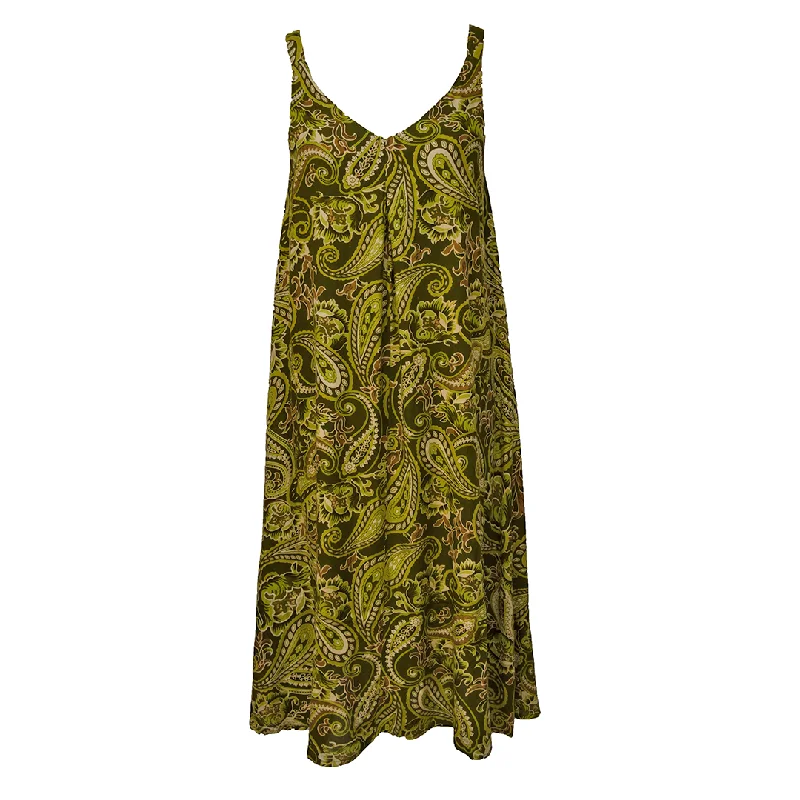 Green paisley Maxi Dress Size 14-30 SM7 Elegant Maxi Dress with Belt