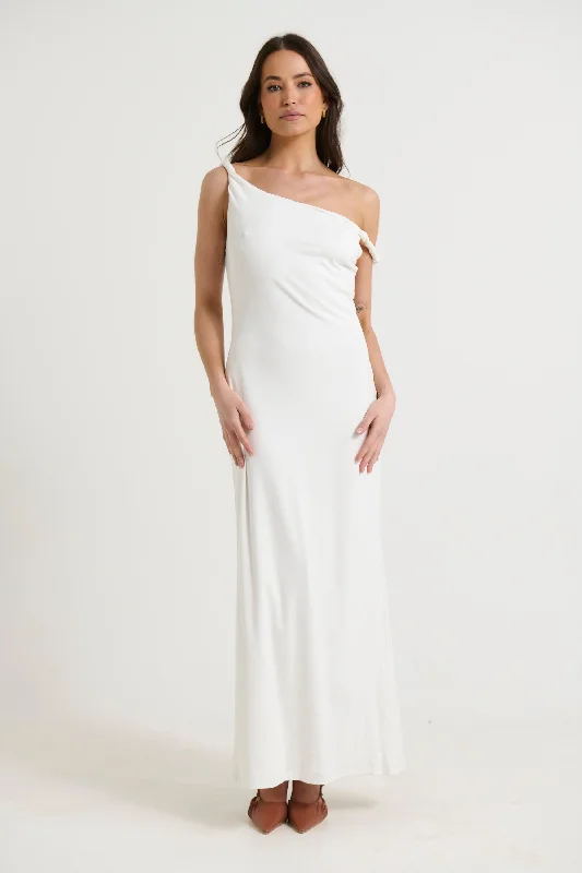 Meadow Maxi Dress White - FINAL SALE Stylish Maxi Dress with Pleats