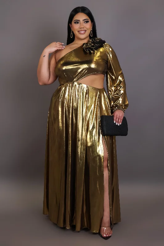 Most Of All Maxi Dress - Gold Classic Strapless Maxi Dress