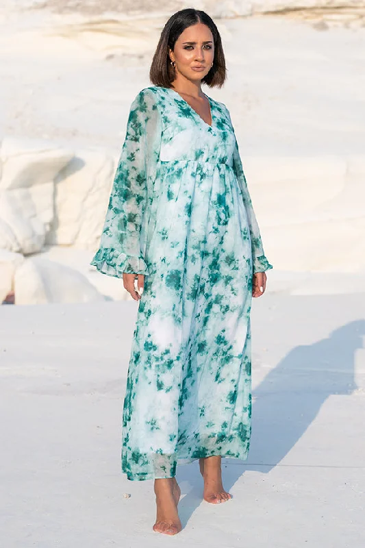 NA-KD – Tie Dye Maxi Dress Green Elegant Velvet Maxi Dress