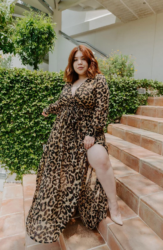 Once In A Wild Plus Size Leopard Maxi Dress Comfortable Cotton Maxi Dress