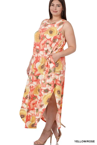 Printed Sleeveless Round Neck Maxi Dress Fashionable Off-Shoulder Maxi Dress