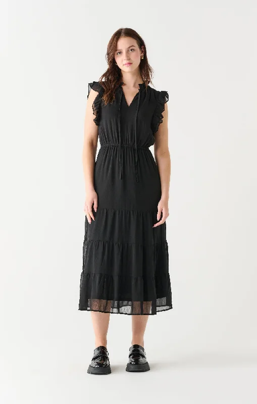 Ruffled Sleeve Tiered Maxi Dress Comfortable Flowy Maxi Dress