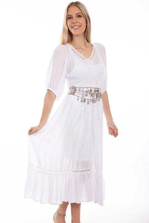 Scully WHITE LACE TRIM MAXI DRESS Classic Strapless Maxi Dress