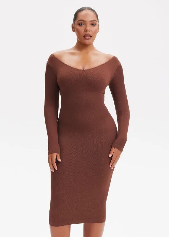 SnatchedKnit V-Neck Long Sleeve Sami Maxi Dress Comfortable Fitted Maxi Dress