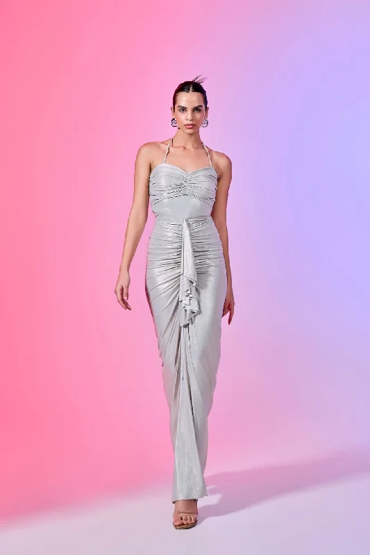 Silver Helma Maxi Dress Stylish A-Line Maxi Dress