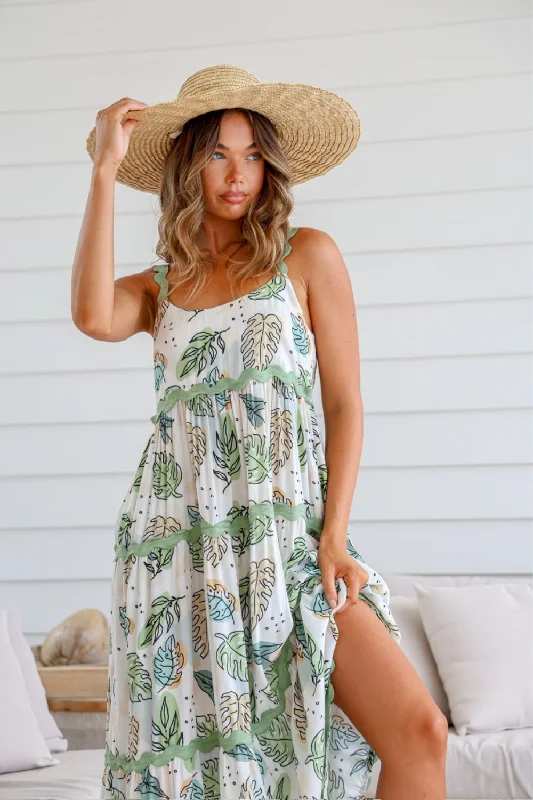 Spring Time Maxi Dress | Sage Leaf Comfortable Fitted Maxi Dress