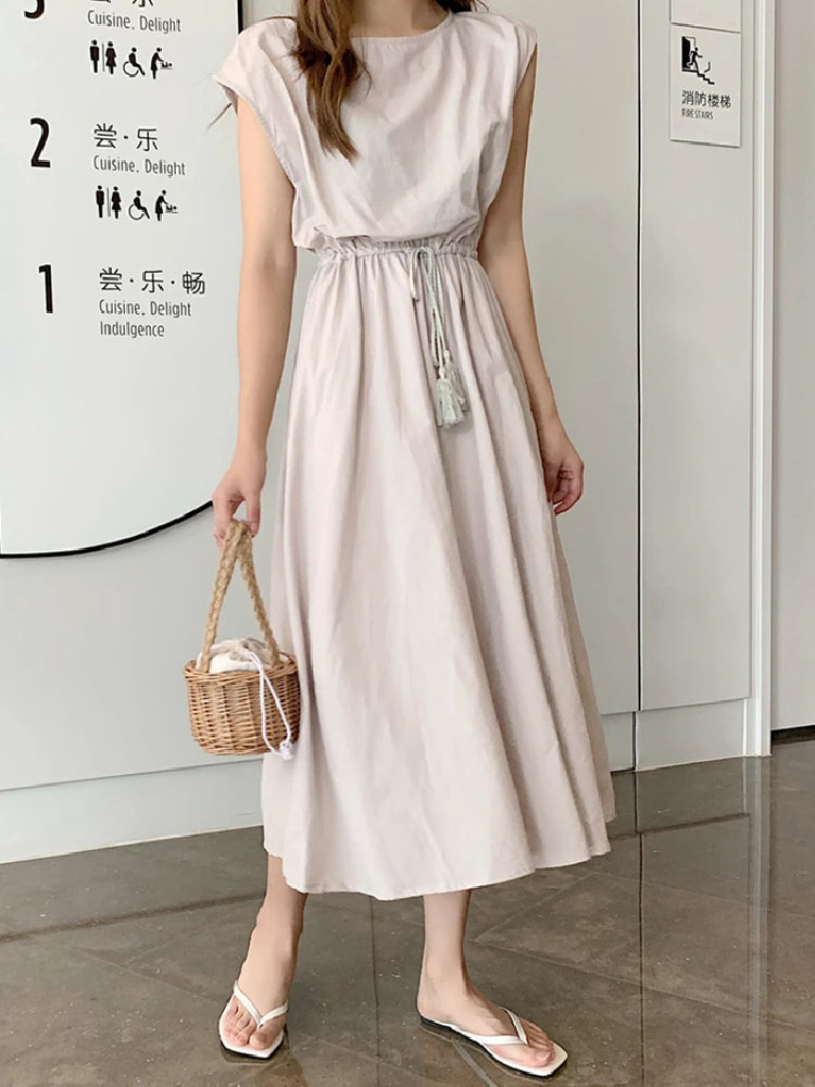 Summer Vintage Maxi Dress Oversized Short Sleeve Cozy Longline Maxi Dress