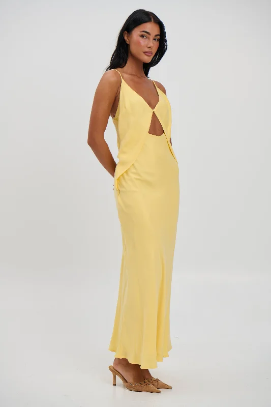 Talia Maxi Dress Lemon Stylish Empire Waist Maxi Dress