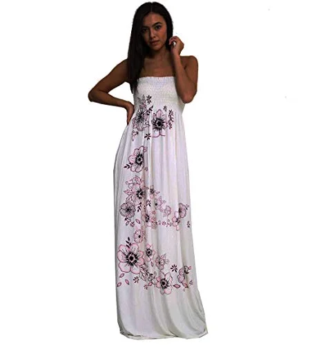 Women Floral Print Ladies Glitter Sheering Boobtube Strapless Long Maxi Dress 8-22 Cozy Knit Maxi Dress