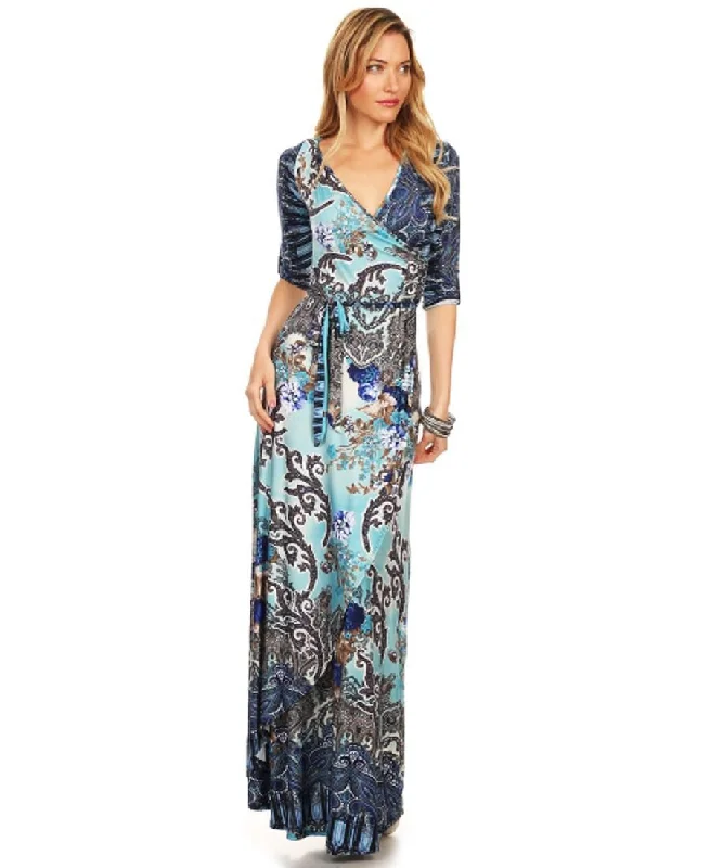 Maxi Dress with Sleeves Bombshell Blue Two Cozy Knit Maxi Dress