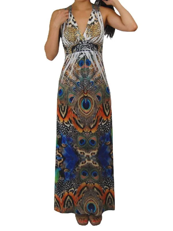 Premium Sleeveless Sublimation Maxi Dress Leopard Multi Color Classic Solid Maxi Dress