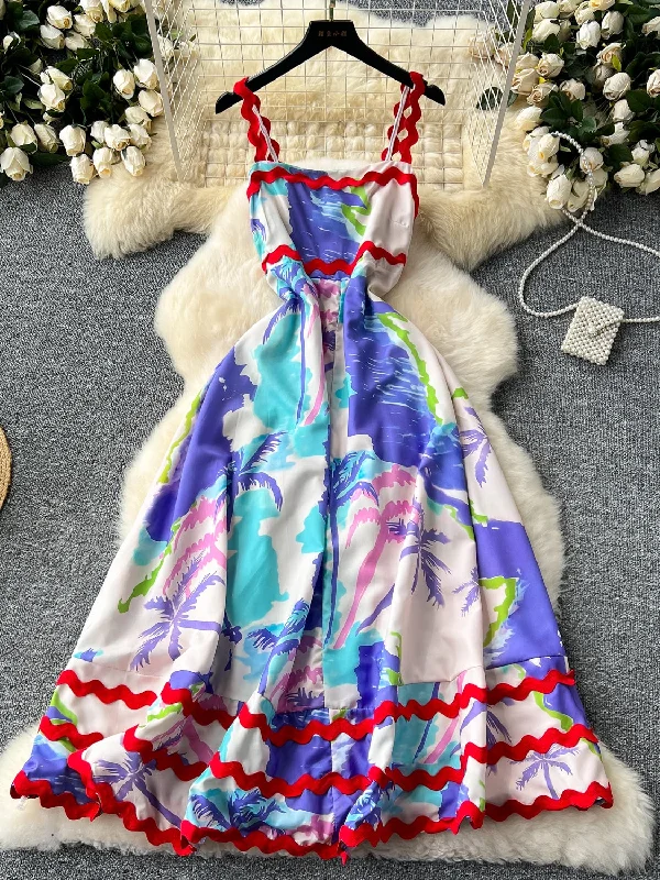 Bold Red Ruffle Straps Tropical Print Maxi Dress Comfortable Maxi Dress with Sleeves Bold Red Ruffle Straps Tropical Print Maxi Dress Comfortable Maxi Dress with Sleeves